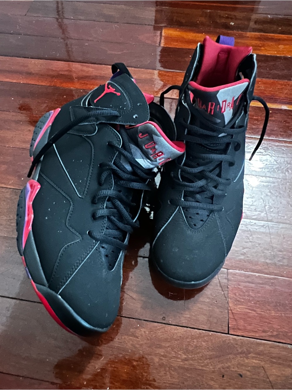 Jordan Black with Red and Purple High-Top Sneakers - Picture 5 of 6